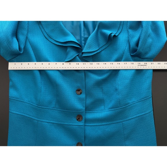 Tahari ASL Ruffled Blazer Jacket Womens‎ 14W Blue Office Mature Business Casual - Picture 7 of 10
